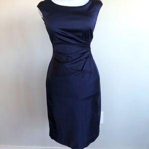Ralph Lauren Navy Blue Satin Sheath Dress